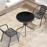 Rostbeständiges modernes Outdoor-Esstischset, Vitro 3-teilig Tinte mit Stuhl und Tisch, 23.6"L x 23.6"B x 27.6"H, Schreibtisch mit 2 Stühlen