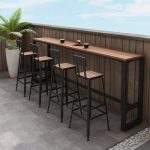 Braunes rechteckiges Tischplatten Hof-Bartisch-Set 105 cm hoch mit Metallbeinen - Nur Tisch 102,4"L x 15,7"B x 41,3"H