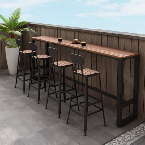 Braunes rechteckiges Tischplatten Hof-Bartisch-Set 105 cm hoch mit Metallbeinen - Nur Tisch 102,4"L x 15,7"B x 41,3"H