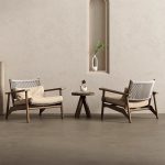 Sofa, UV-beständig Braun für 1, Trendiger Stil, Kissen inbegriffen, 1 Stück, Baumwolle und Leinen, Esche
