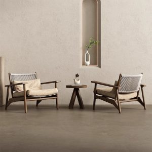 Sofa, UV-beständig Braun für 1, Trendiger Stil, Kissen inbegriffen, 1 Stück, Baumwolle und Leinen, Esche