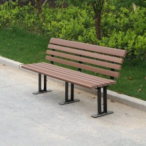 Moderne Outdoor-Bank mit Legierungsrahmen, brauner Sitzfläche und Rückenstütze, 47"L x 21"B x 30"H
