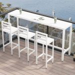 Industriestil Holz Bar Tisch Wasserbeständig für den Außenbereich - Nur Tisch 94.5"L x 15.7"B x 41.3"H Weiß