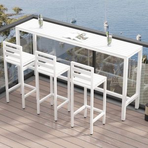 Industriestil Holz Bar Tisch Wasserbeständig für den Außenbereich - Nur Tisch 94.5"L x 15.7"B x 41.3"H Weiß