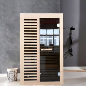 Rechteckige Holzsauna mit LED-Beleuchtung, Bluetooth und MP3-Player kompatibel - 35"L x 35"B x 75"H