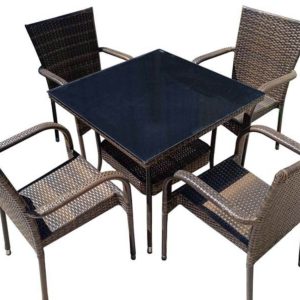 Rostbeständiges Vitreous Outdoor-Essset, quadratisch in Tinte 5-teilig mit Stuhl & Tisch, Tisch & 4 Stühle