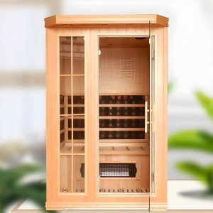 Holz-FAR-Infrarotsauna mit Bluetooth und LED-Beleuchtung - 110 x 90 x 190 cm Split-Type