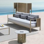 Einfaches Metallsofa, Kreiderahmen, für 1, inklusive Kissen, UV-beständig, Einzelstück, Chaise Lounge