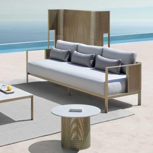 Einfaches Metallsofa, Kreiderahmen, für 1, inklusive Kissen, UV-beständig, Einzelstück, Chaise Lounge