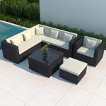 3-teiliges wasserabweisendes Patio-Sofa-Konversationsset mit Mitternachtsschwarzer Glastischplatte, weißem Canvas-Kissen, Loveseat inbegriffen, 3-teiliges Set (Stuhl & Loveseat & Beistelltisch)