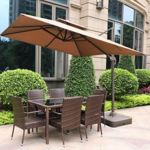 Sonnengeschütztes Outdoor-Esstischset mit Glastischplatte, runder Tinte-Tisch, Stuhl, 5-teiliges Set mit Tisch, 27,6"L x 27,6"B x 27,6"H, Tisch & 4 Stühle