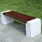 Modische Picknickbank mit Holzoptik-Sitzfläche in Sepia, 59"L x 14"B x 15"H