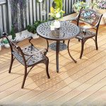 Schließfach Runder Aluminium Patio Esstisch in Taupe mit UV-beständigem Art Deco Stil, Nur Tisch