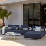 Kreidefarbenes minimalistisches Legierungsloveseat für 2, UV-beständig mit Kissen und Polster, Doppelsitz mit linker Armlehne, 71"L x 43"B x 26"H