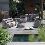 Weißes modernes Sofa für 3 Personen, Metallgestell, UV-beständig, mit Kissen, 1 Stück, 3-Sitzer Sofa