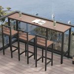 Industrieller Metall- und Holz-Bartisch im Rechteck - Schwarz 63"L x 15,7"B x 41,3"H Nur Tisch