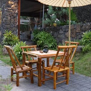 Cremefarbener Outdoor-Esstisch mit quadratischer Platte im Casual-Stil, 39,4"L x 39,4"B x 29,5"H, nur Tisch
