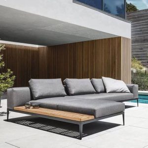 Einzelsitz-Sofa mit Textilbezug, dunkelgrauer Rahmenfarbe, Legierungsrahmen, 1 Stück, wasserbeständig, 1-Sitzer-Sofa
