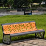 Modische Amber-Eisen-Terassenbank mit Rückenlehne, 79"L x 27"B x 31,5"H, Kohlenstoffstahl
