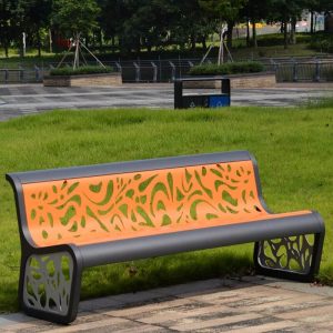 Modische Amber-Eisen-Terassenbank mit Rückenlehne, 79"L x 27"B x 31,5"H, Kohlenstoffstahl
