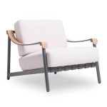 Moderne schwarze Legierungssofa für 1 Person mit UV-beständiger Polsterung, 1 Stück, wasserdichter Stoff, 1-Sitzer Sofa