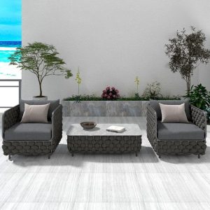 Art-Deco wasserabweisendes schwarzes Metallrahmen-Sofa mit Kissen für Sitze 3, 1 Stück, 3-Sitzer Sofa