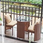 Klares minimalistisches Metall-Patio-Esstischset mit wetterfestem Tisch und Stuhl, 3-teiliges Set, Schreibtisch mit 2 Stühlen