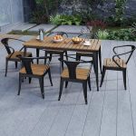 Moderner Terrassen-Esstisch aus Verbundholz für 4 Personen mit natürlicher Oberfläche, rostbeständig, rechteckige Form, weiß, 47,2"L x 23,6"B x 29,5"H, nur Tisch