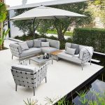 Einfaches 1-teiliges wasserbeständiges Sofa mit grauer Metallbasis für 1 Sitzplatz mit Kissen, Mittleres Sofa