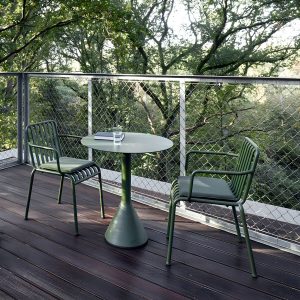 Zeitgenössischer Metall-Patio-Tisch rund/quadratisch wasserbeständig in Grün - 35,4"L x 35,4"B x 29,1"H Nur Tisch