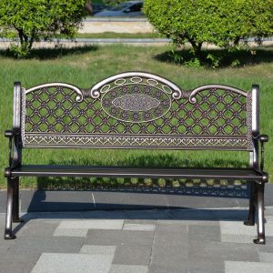 Bohemian Style Park Bench wasserdicht mit Metallrückenlehne und Armlehne - 59"L x 24"B x 34"H
