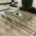 Moderner Gartenstuhl Grün Offene Rückenlehne Mit Armlehne Patio Esszimmer Armlehnenstuhl - 22"L x 19"B x 31"H 6-teiliges Set