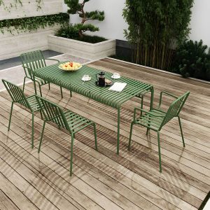 Moderner Gartenstuhl Grün Offene Rückenlehne Mit Armlehne Patio Esszimmer Armlehnenstuhl - 22"L x 19"B x 31"H 6-teiliges Set