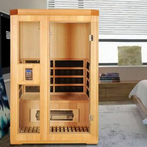 Entspannen und Erholen Sie sich in unserer 1-Sitz Hemlock FAR Infrarotsauna mit LED-Beleuchtung und Bluetooth - 35"L x 35"B x 75"H