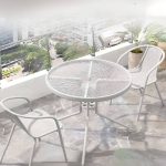Klares Outdoor-Esszimmer-Set mit Polymer-Verbundstoff-Stuhl, runder Tisch, wetterfest, 5-teilig, einfacher Stil, 31"L x 31"B x 27"H, Tisch & 4 Stühle