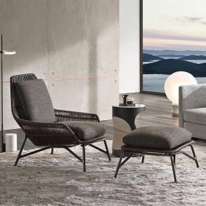 Hellgraues Sofa mit Schaumstofffüllung, UV-beständig für 1 Person, moderner Stil mit Kissen, 1 Teil