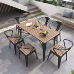Zeitgenössischer Gunmetal Eisen Terrassen Armlehnenstuhl, nestbar, 1 Stuhl, Sessel