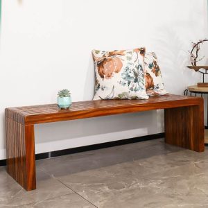 Picknickbank in natürlicher Farbe im Art-Deco-Stil mit Holz, 59.1"L x 16.9"B x 17.7"H, Natur