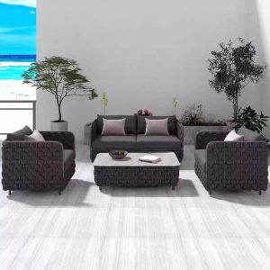 Loveseat, wasserdichter schwarzer Rahmen, Kissen inklusive, für 2 Personen, trendige Legierungspolster, 2-Sitzer Sofa