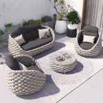 Trendiger grauer Legierungssofa für 1 Person mit Kissen, UV-beständige Polsterung, 1-Sitzer Sofa