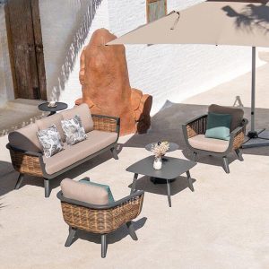 Graues trendiges Legierung-Sofa für 1 Person UV-beständig mit Kissen und Polster, 1-Sitzer Sofa