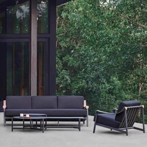 Sofa mit abnehmbarem Kissen in schwarzer Schaumstoffpolsterung, UV-beständig für 1, trendiger Stil, 1 Stück, 1-Sitzer Sofa