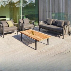 Weißes wasserbeständiges Legierungssofa für 1 Person mit Kissen und modischem Sitzkissen, 1-Sitzer Sofa