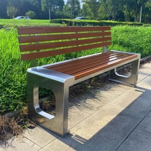 Modische Picknickbank in Kakao mit feuchtigkeitsbeständigem Ingenieurholz, 71"L x 16"B x 18"H, U-Form