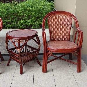Modish Rattan Patio Arm Chair in Coffee, 1 Stuhl, Rot