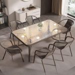 Rostbeständiges klares Outdoor-Essset mit Vitreous-Tisch, 5-teilig, Stuhl und Tisch, moderner Stil, 59"L x 35"B x 28"H, Tisch & 4 Stühle
