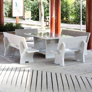 Minimalistischer Grauer Gesinterter Stein Gartenbank, 47"L x 16"B x 30"H