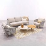 2 Tische 2-teilig Kreide Couchtisch, 2-teiliges Set(Sinterstein Couchtisch&Massivholz Couchtisch)