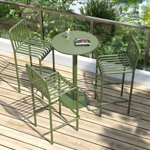 Runder moderner Metall-Bartisch ohne Sonnenschirmloch - wasserdicht und langlebig - Nur Tisch 23,6"L x 23,6"B x 41,3"H Rot