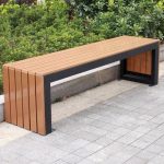 Picknickbank im modischen Stil mit Kakao-Finish, feuchtigkeitsbeständig und aus Naturholz, Bernstein, 71"L x 15"B x 17"H